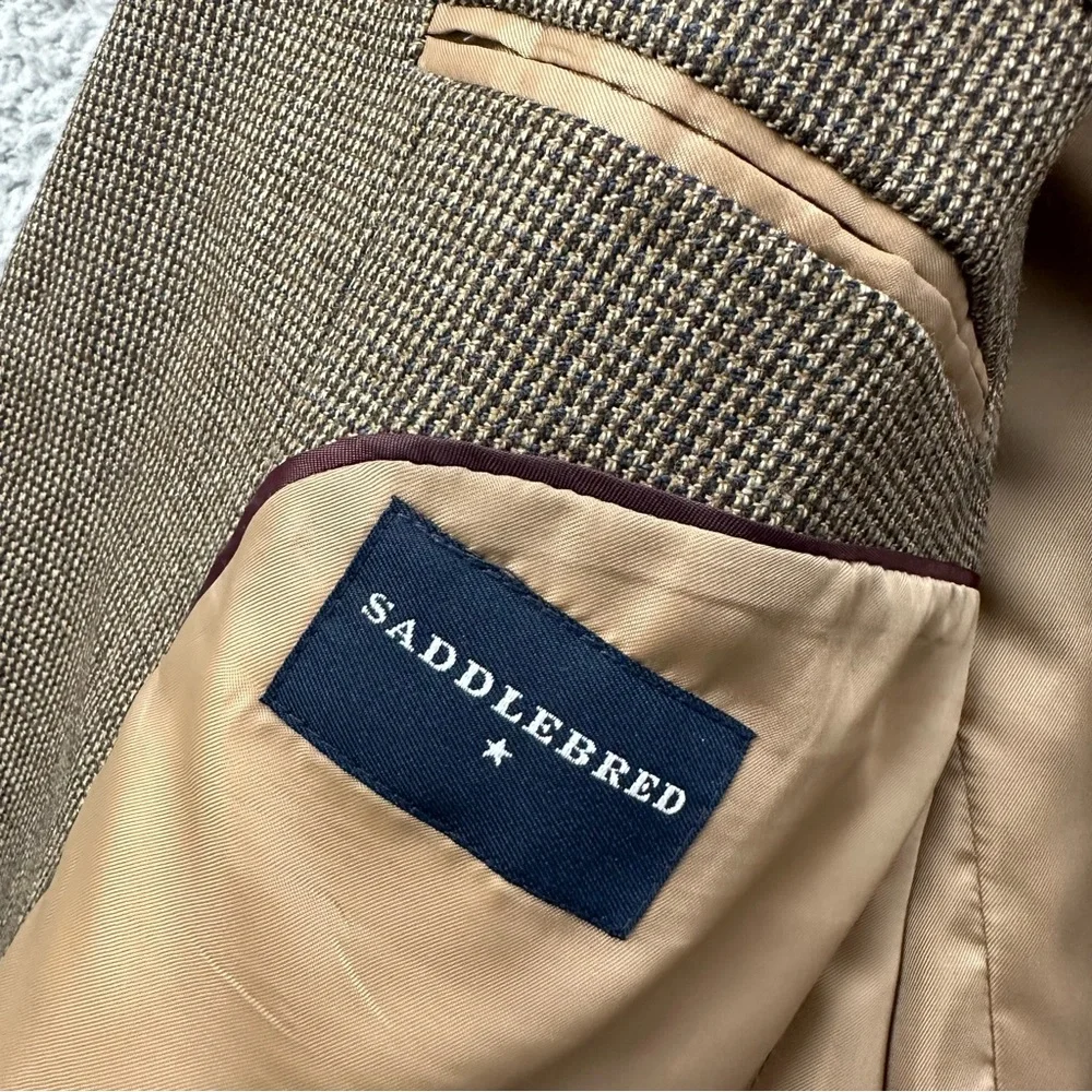 Saddlebred‎ 100% Lambswool Blazer Sport Coat Jacket Houndstooth Academia Men 44R